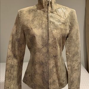 NWT Bernardo Beige Snake Print Leather Jacket